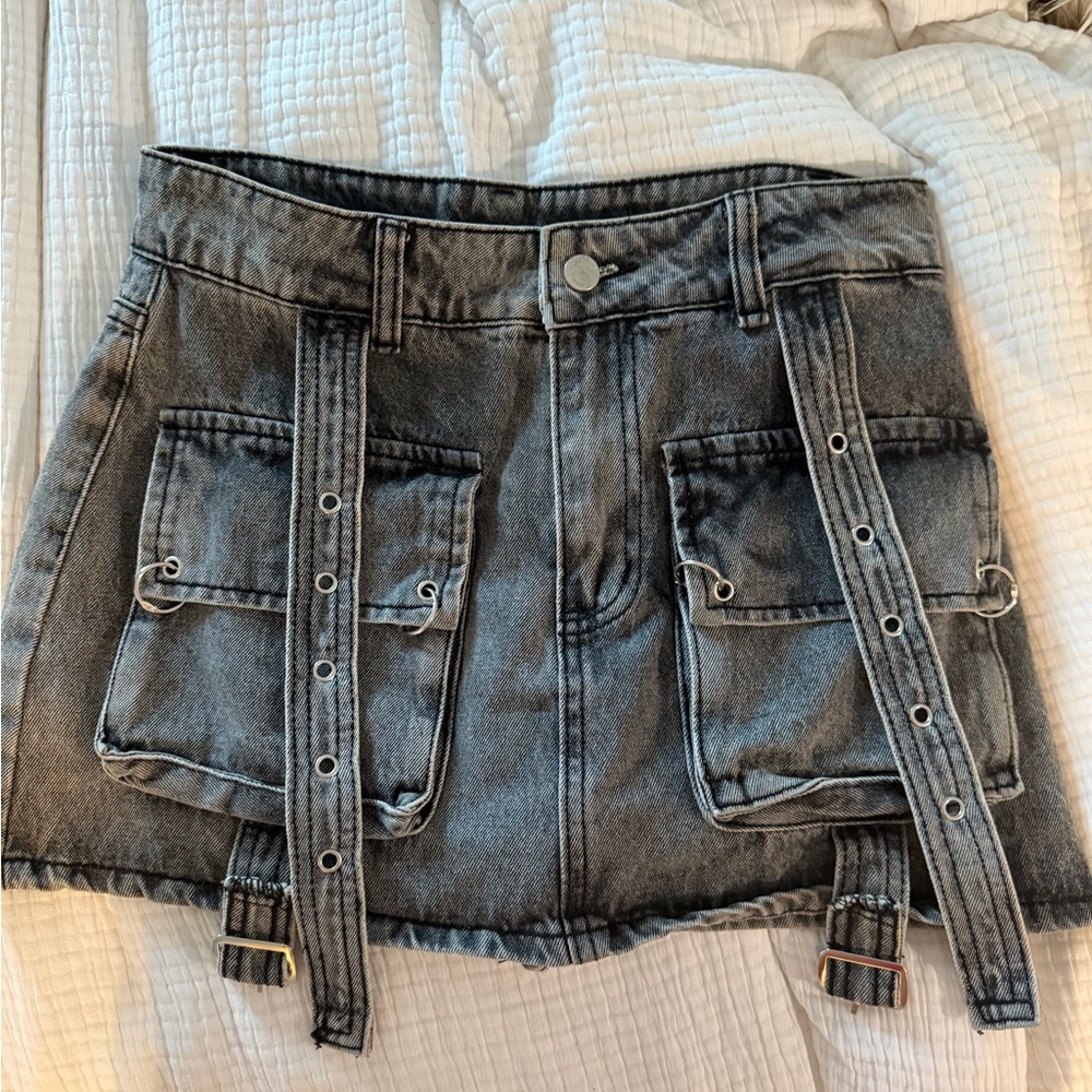 Gray Cargo Mini Skort